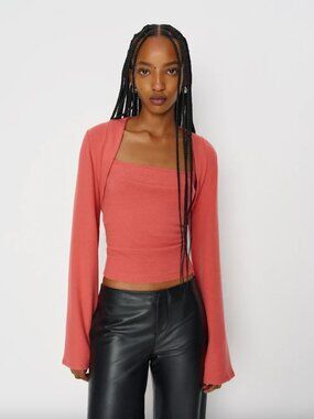 Reformation Chloe Knit Shrug Set in Cherries Jubilee